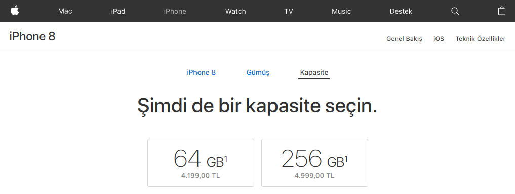 iPhone 8 Türkiye fiyatı