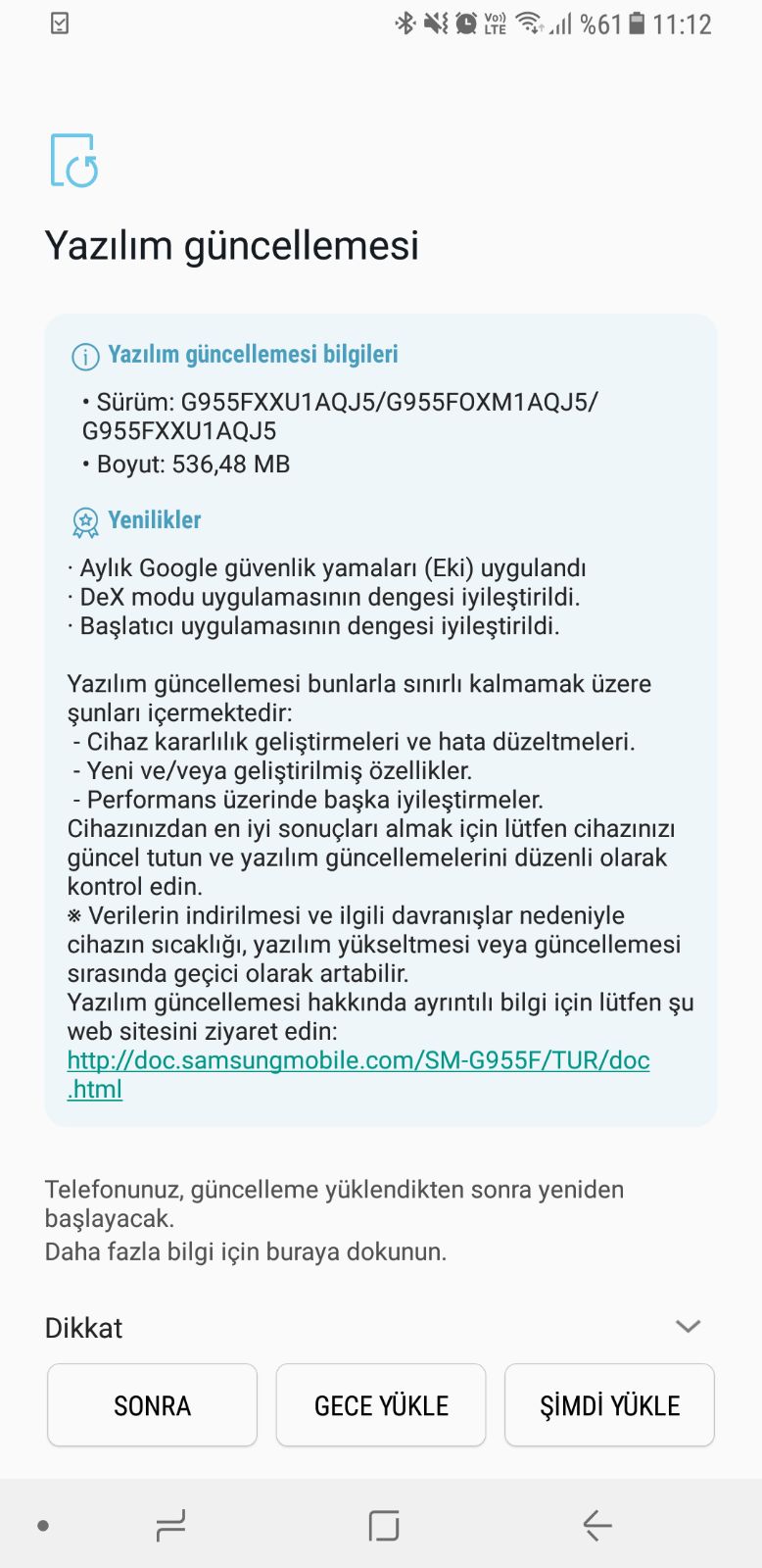 galaxy s8 güncelleme