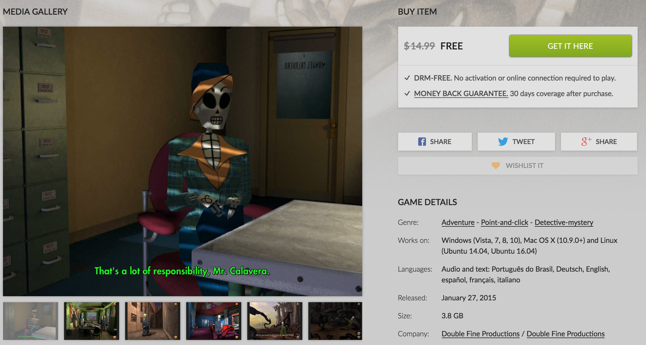 Grim Fandango Remastered ücretsiz