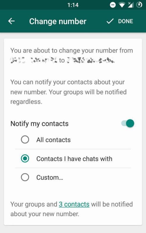 WhatsApp numara değiştirme