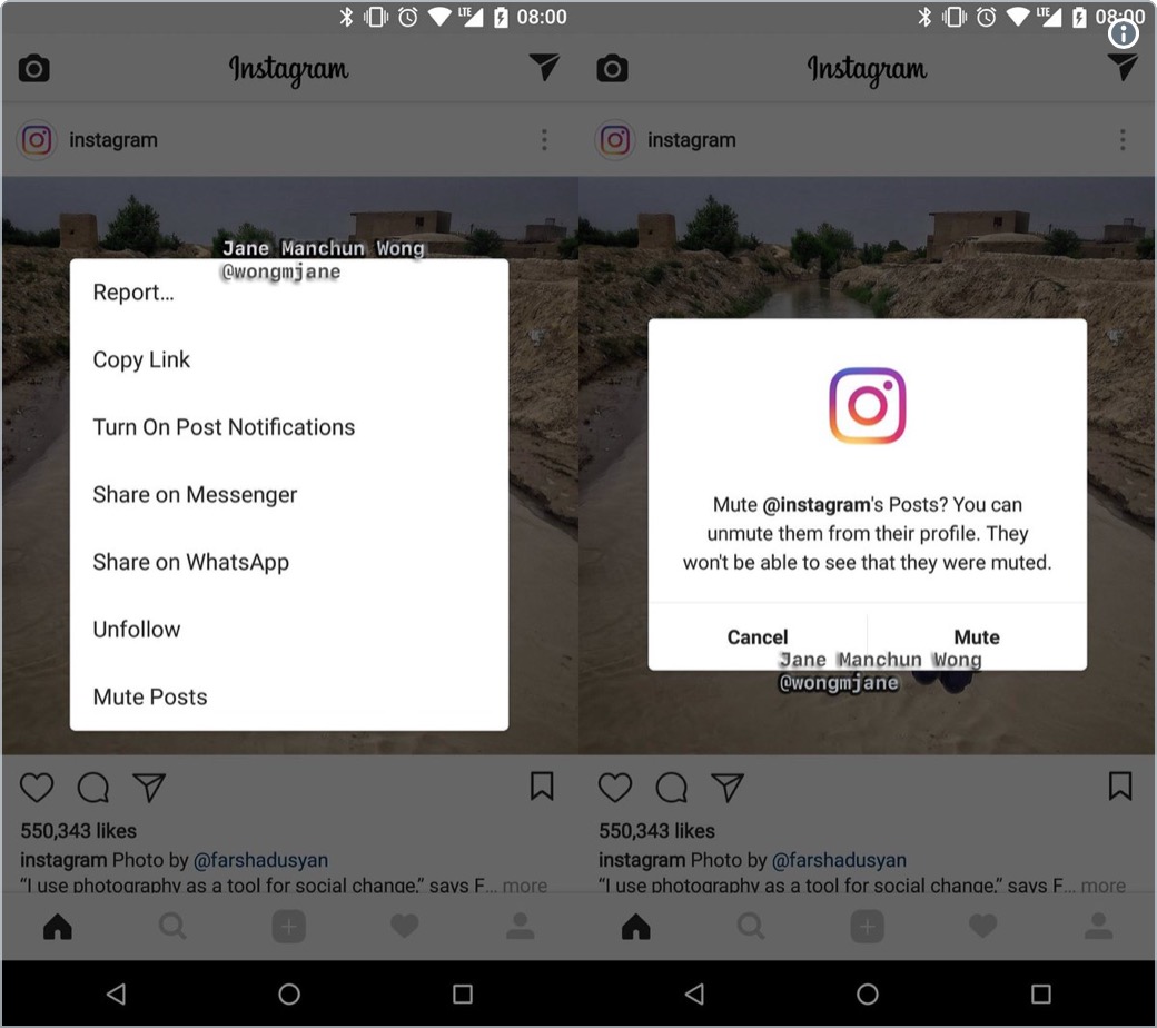 Instagram sessiz düğmesi