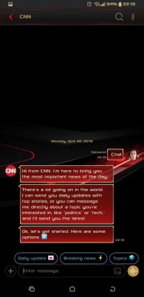 Samsung Galaxy S9 chatbot CNN