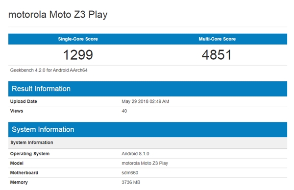 Moto Z3 Play Geekbench