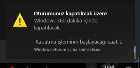 windows 10 otomatik kapatma