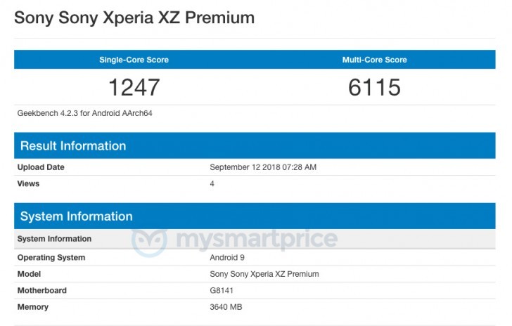 Sony Xperia XZ Premium Android Pie