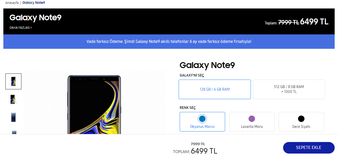 Samsung Galaxy Note 9 fiyatları düştü SDN-1