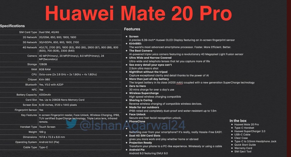 Huawei Mate 20 Pro özellikleri