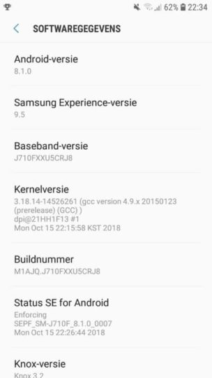 Galaxy J7 2016 Android Oreo 8.1