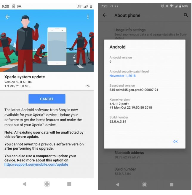 Xperia XZ2 Premium Android Pie güncellemesi