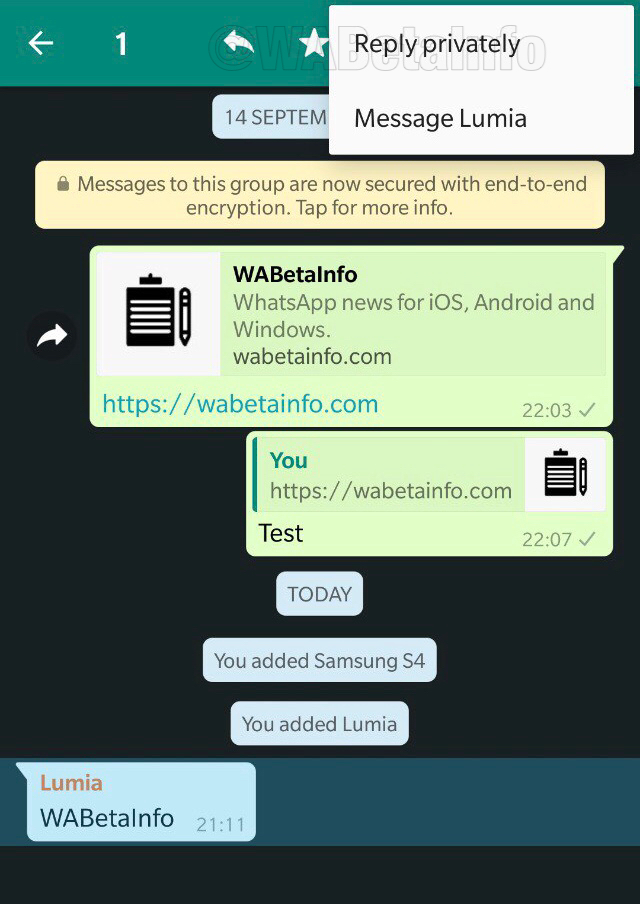 WhatsApp Android Özel Olarak Yanıtla
