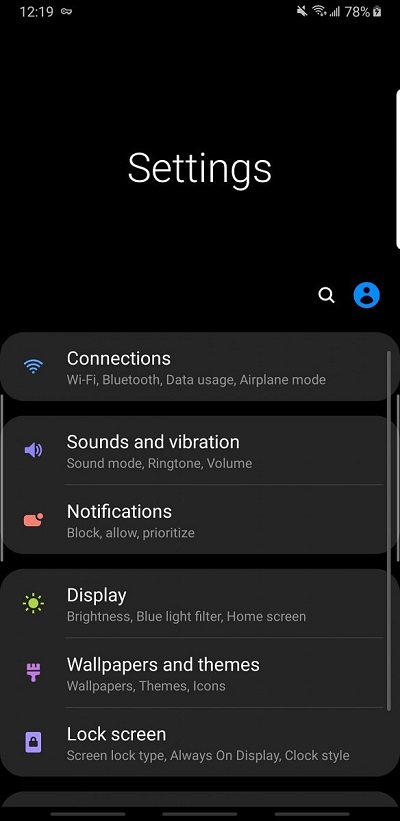 Samsung One UI Galaxy Note 8