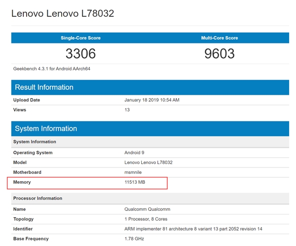 Lenovo Z5 Pro GT'nin Geekbench skoru, Lenovo Z5 Pro GT'nin Geekbench skoru
