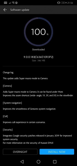 Huawei Mate 20 Pro kamera güncellemesi