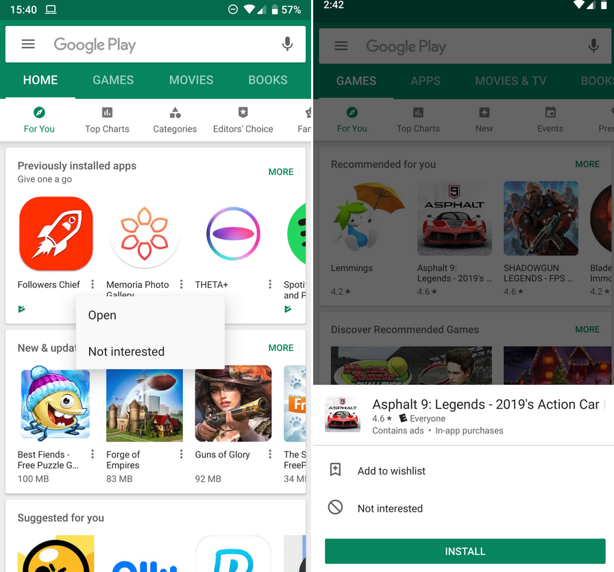 Yeni Google Play Store tasarımı