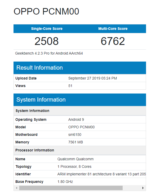 oppo k5 geekbench testi