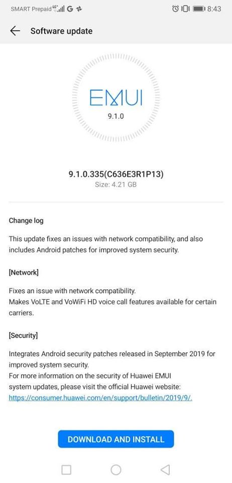 EMUI 9.1 güncellemesi