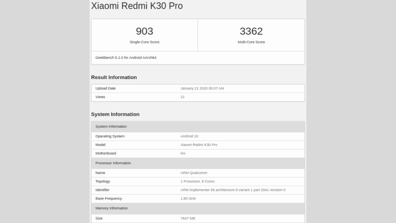 Redmi K30 Pro özellikleri GeekBench testleri ile netleşti! - ShiftDelete.Net