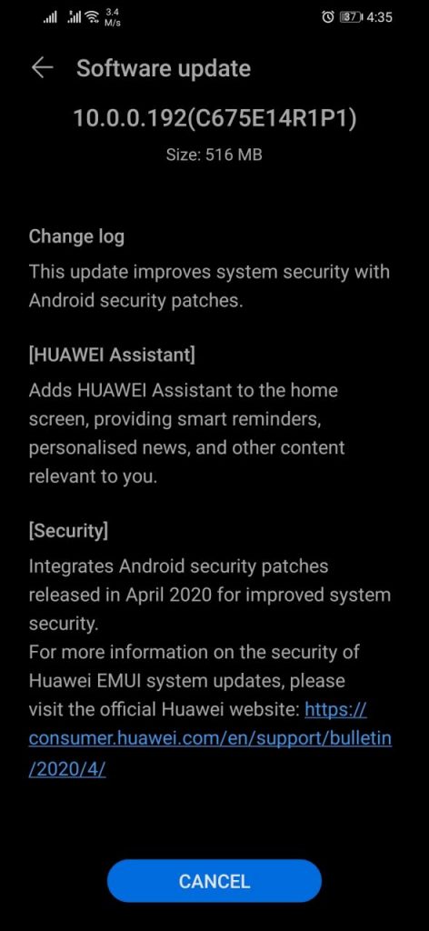 Huawei Asistan güncellemesi