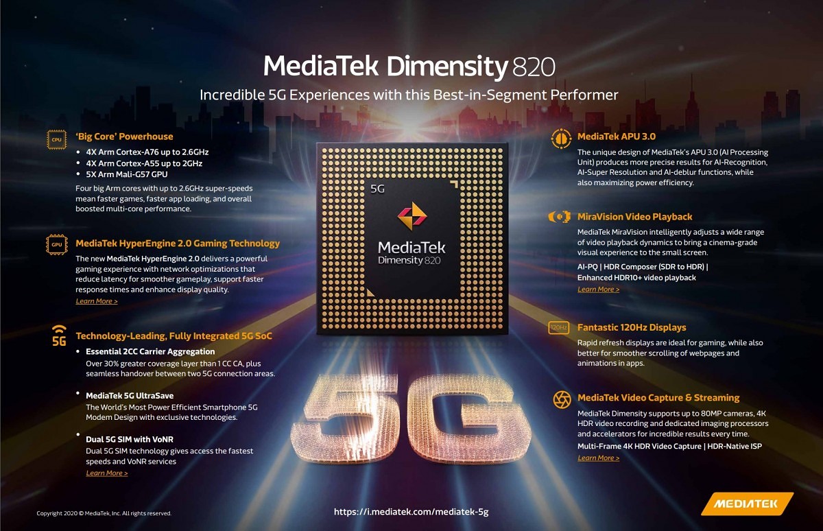 mediatek dimensity 820 özellikleri