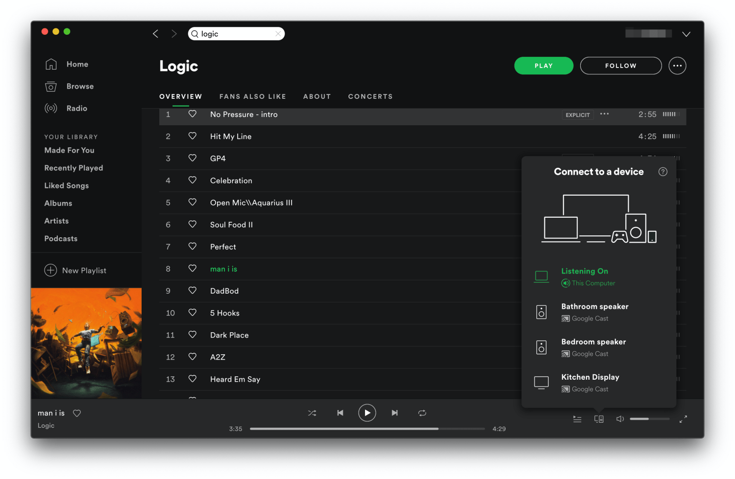 Spotify masaüstü Chromecast desteği