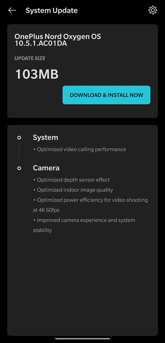 OnePlus Nord OxygenOS 10.5.1 güncellemesi