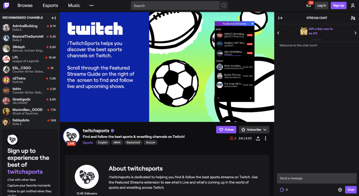 twitch spor odaklı kategori twitchsports