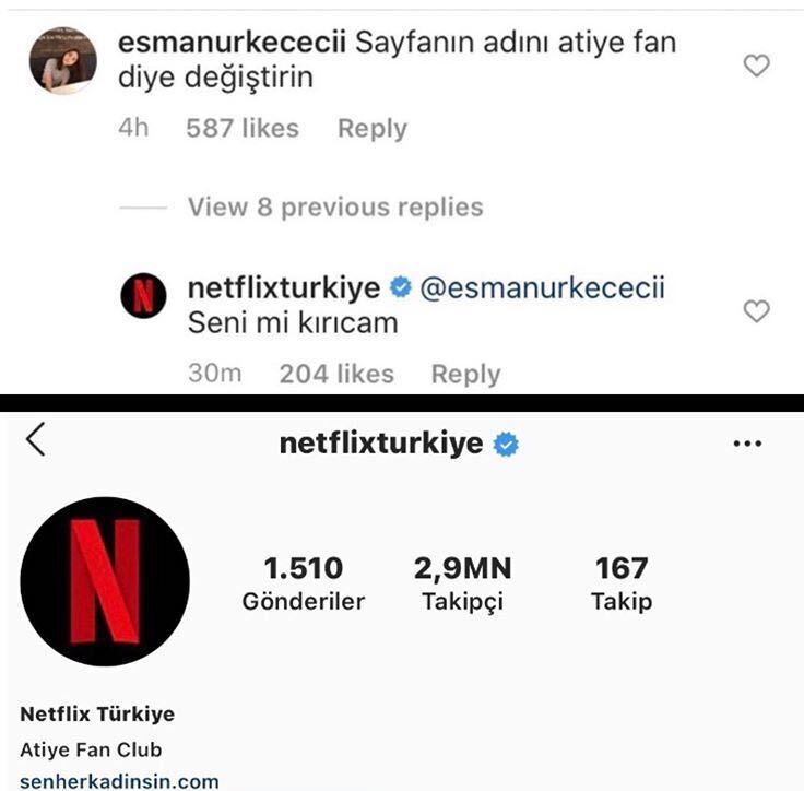Netflix Turkiye Instagram hesabinin aciklamasi