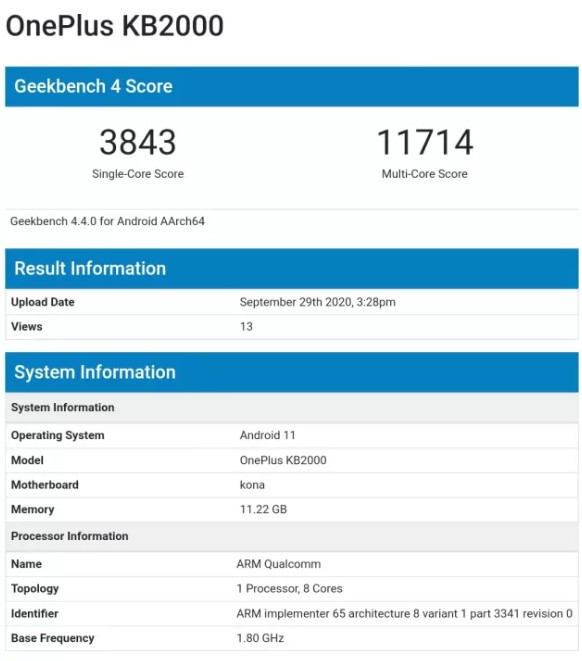 OnePlus 8T Geekbench skoru sızdırıldı