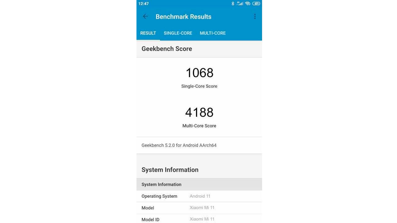 Xiaomi Mi 11 Geekbench