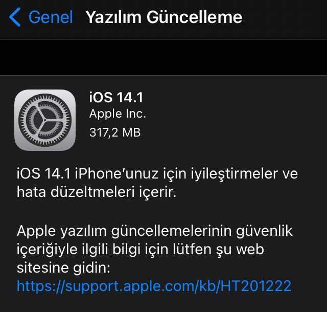 ios 14.1 güncellemesi