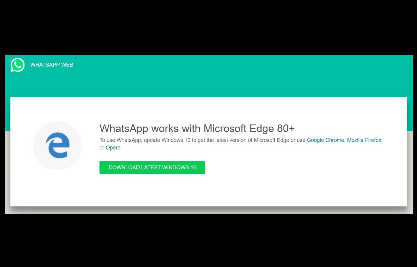 WhatsApp Web eski tarayıcıda çalışmayacak