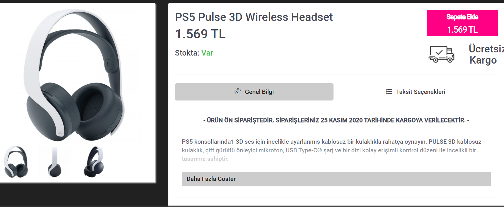 PS5 Pulse 3D Wireless Türkiye fiyatı