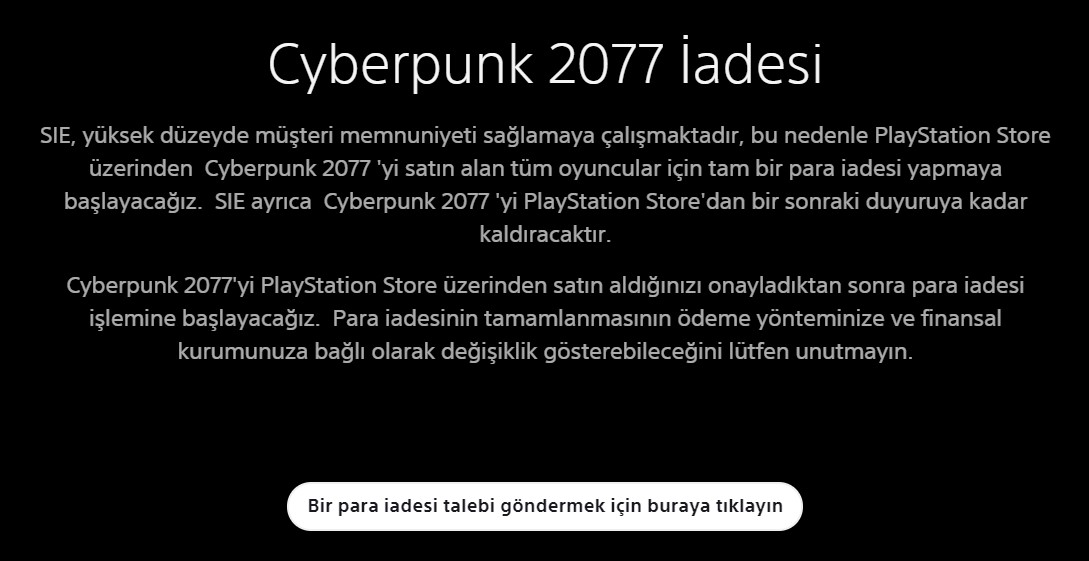 Cyberpunk 2077 para iadesi nasıl alınır?