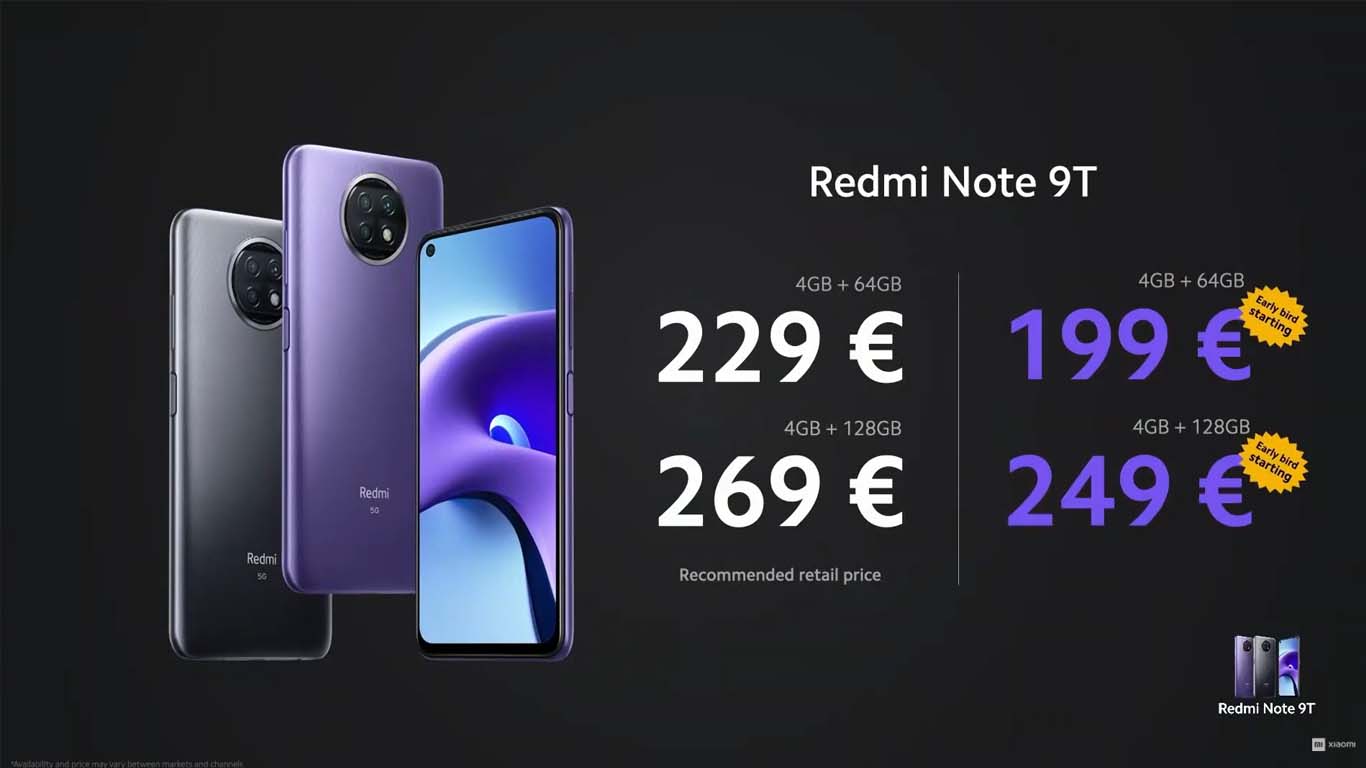 Redmi Note 9T fiyatı