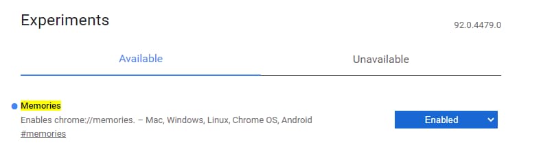 chrome anılar özelliği