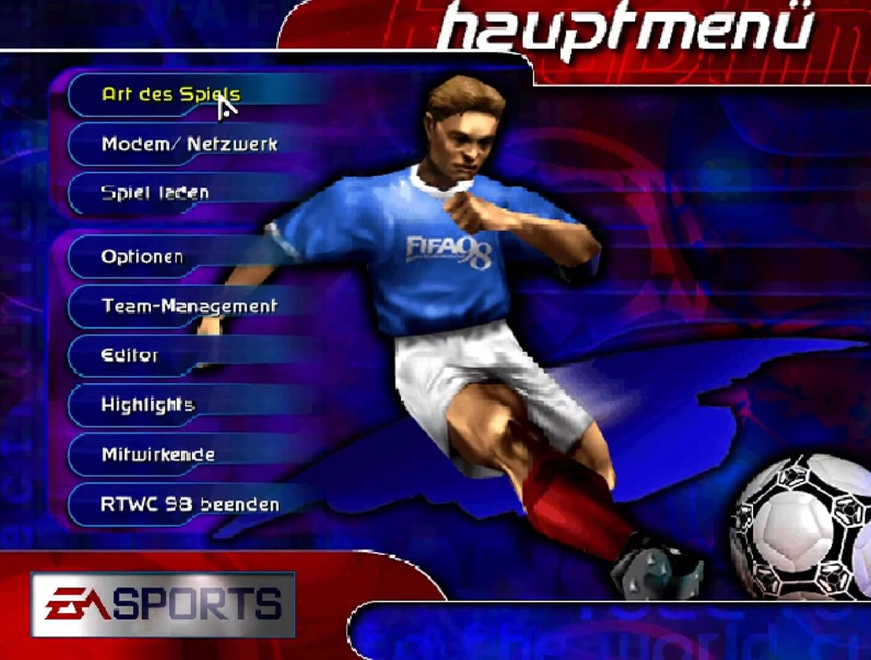 Selected matches. Меню футбольных игр. FIFA Soccer 98 - Road to the World Cup. ФИФА 98 Графика. FIFA Road to World Cup 98.