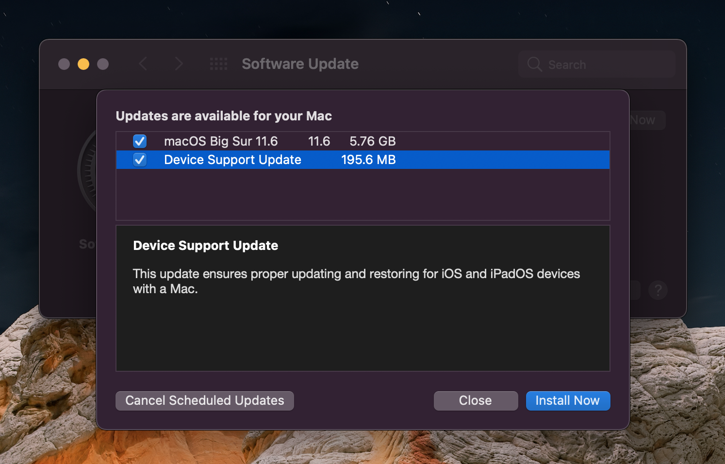 macos big sur device support update