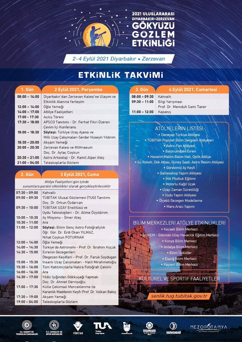 Tübitak'ın düzenlediği Gökyüzü Gözlem Etkinliği, bu yıl Diyarbakır'da gerçekleştirilecek.