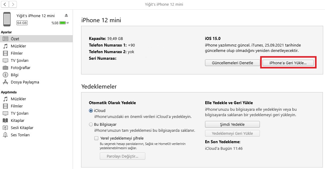iOS 15 clean install IPSW