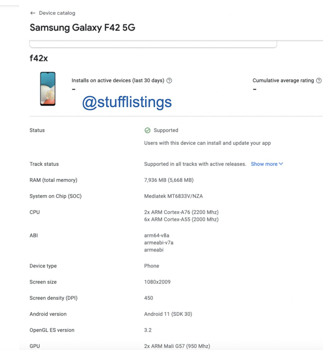 Samsung Galaxy F42 5G özellikleri sızdırıldı.