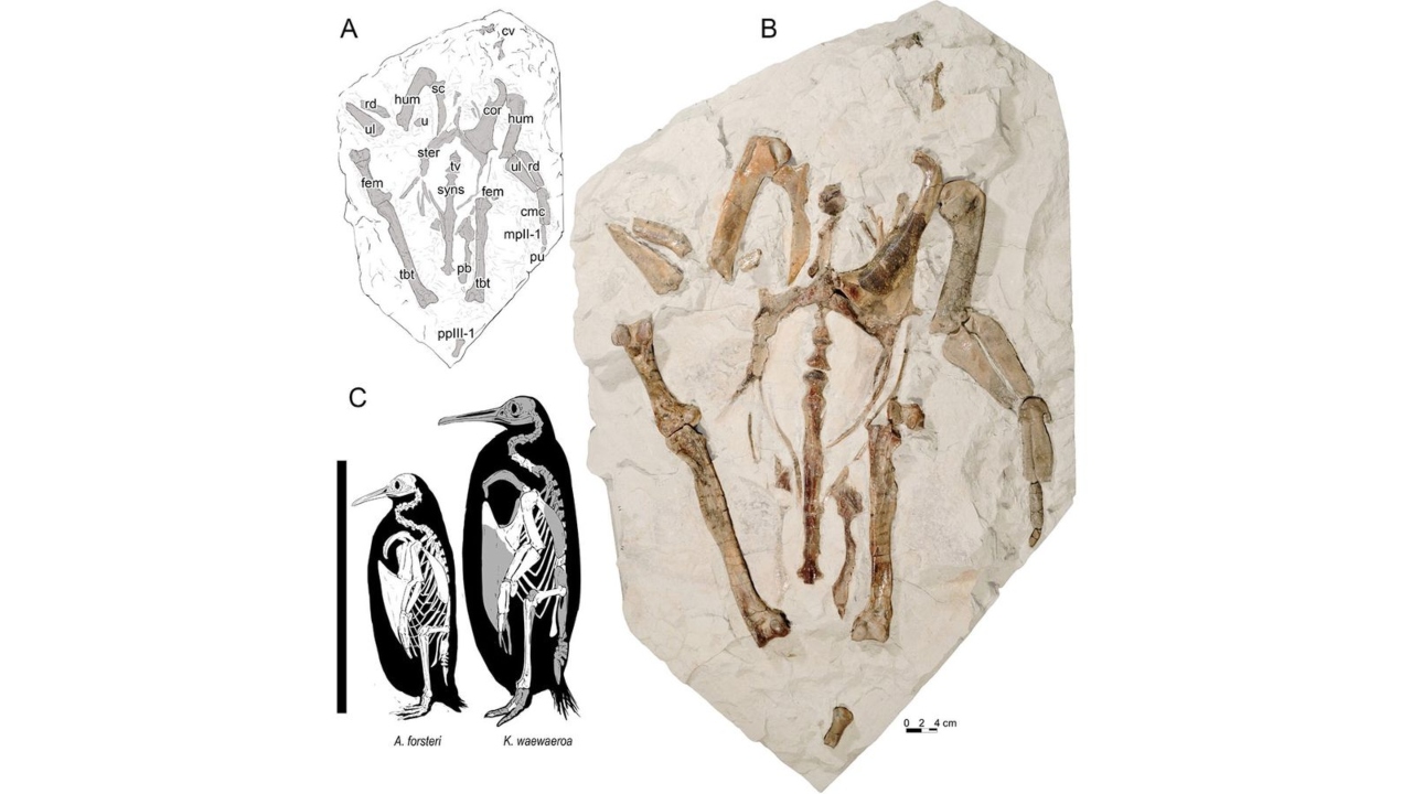 Okul çocukları, uzun bacaklı dev bir penguen fosili keşfetti