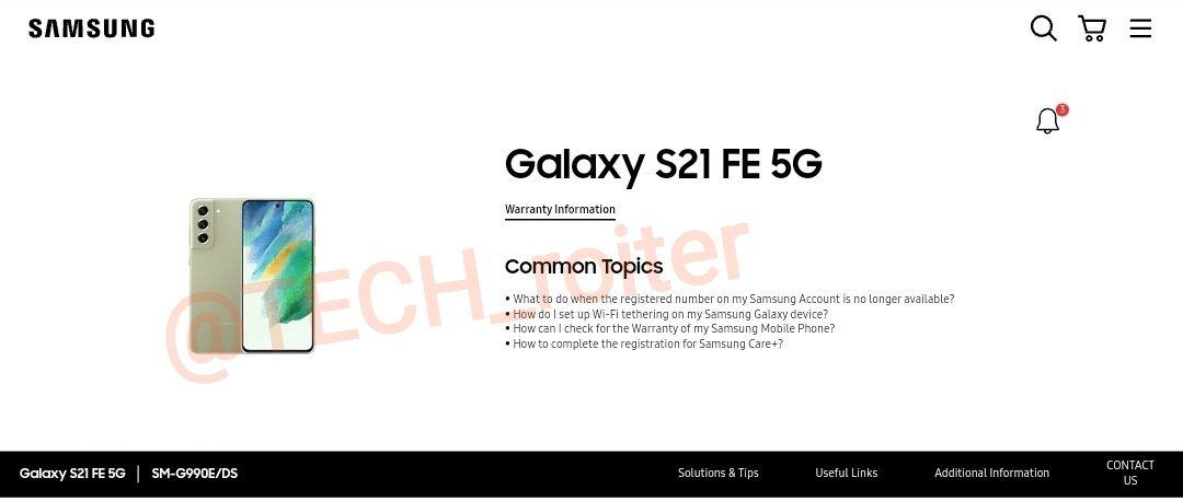 Galaxy S21 FE, Samsung web sitesinde yerini aldı
