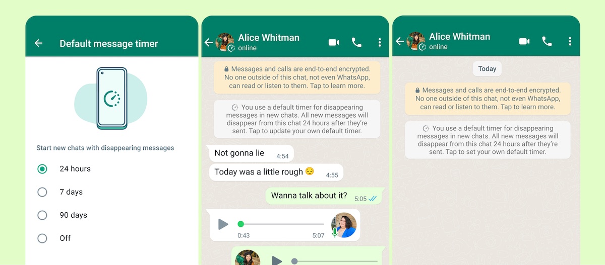 WhatsApp süreli mesajlar 