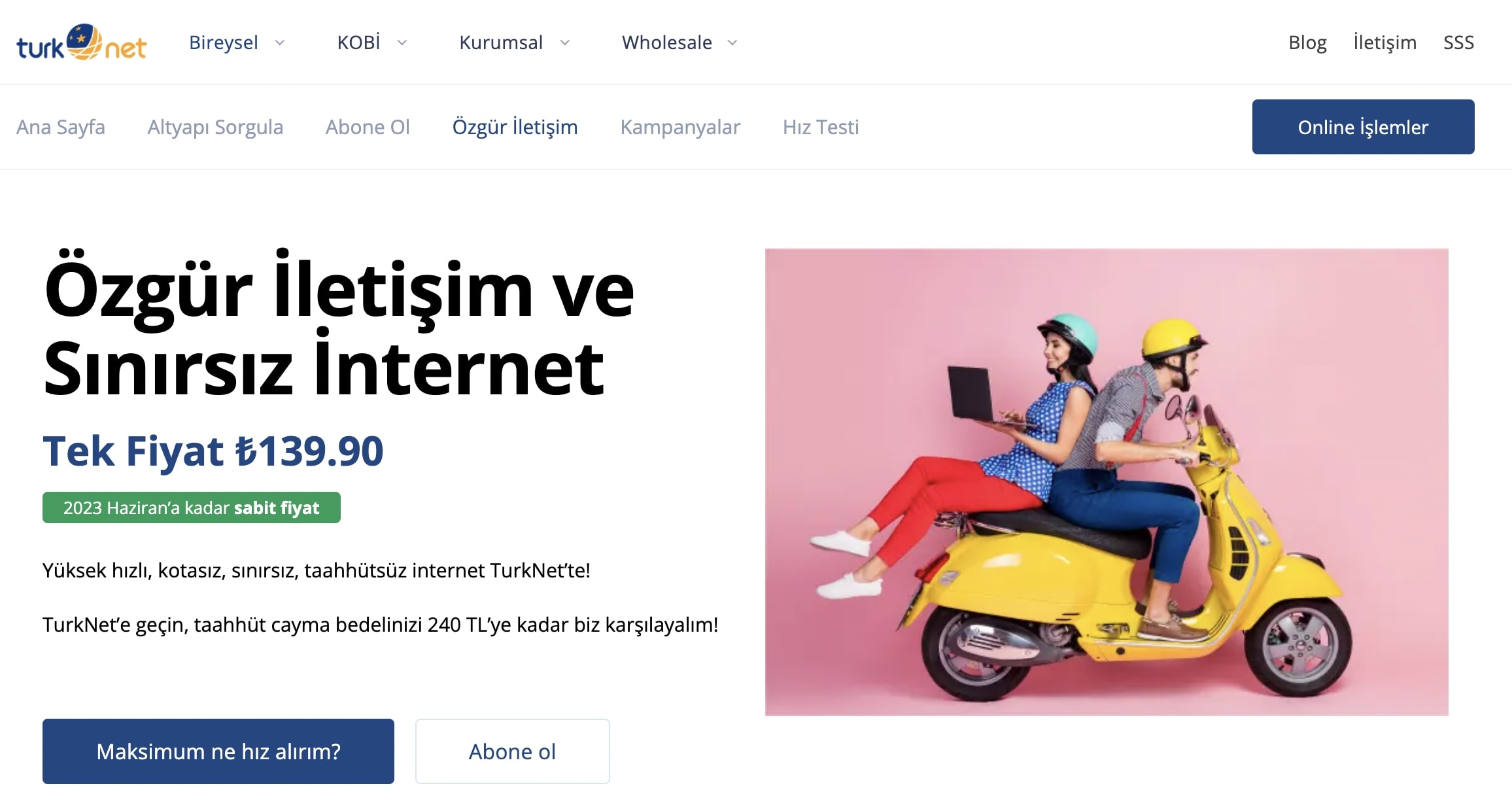 TurkNet internet fiyatları ve tarifeler