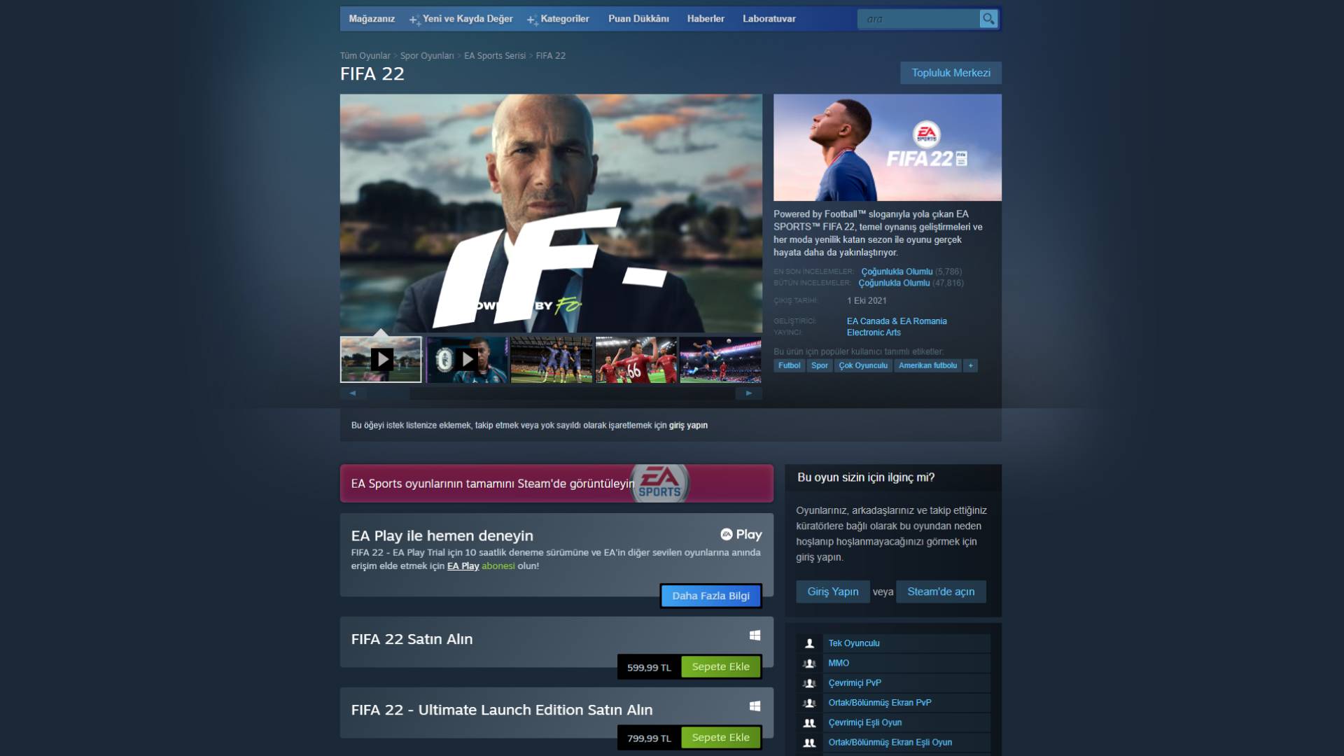 FIFA 22 fiyatı