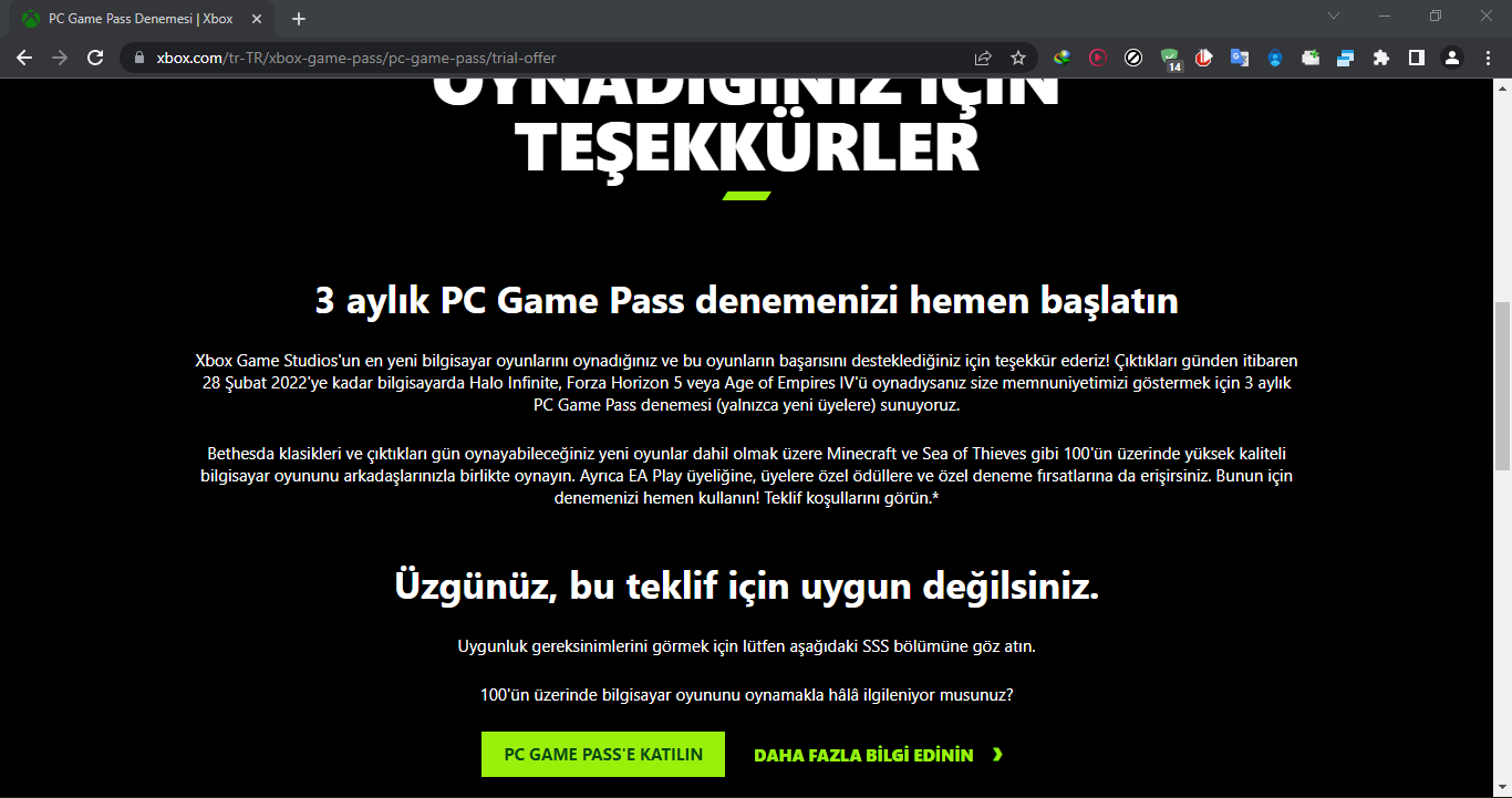 xbox game pass ücretsiz