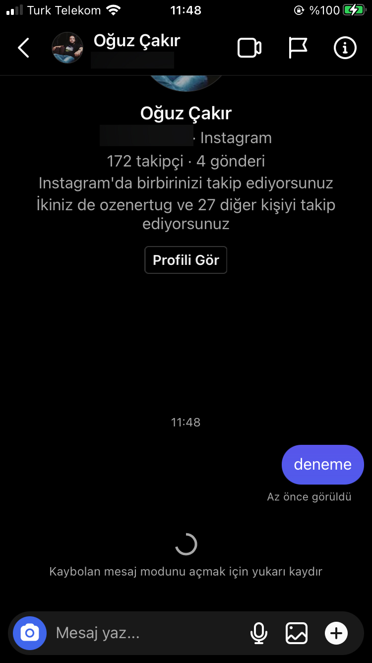 instagram kaybolan mesaj açma