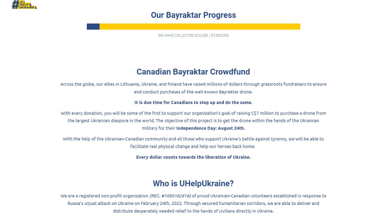 Canada Bayraktar TB2 gift campaign
