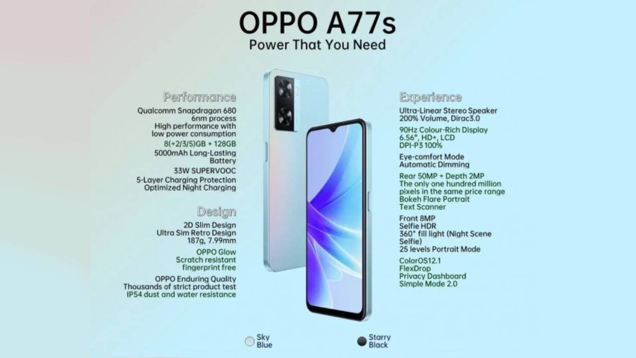 Oppo A77s özellikleri