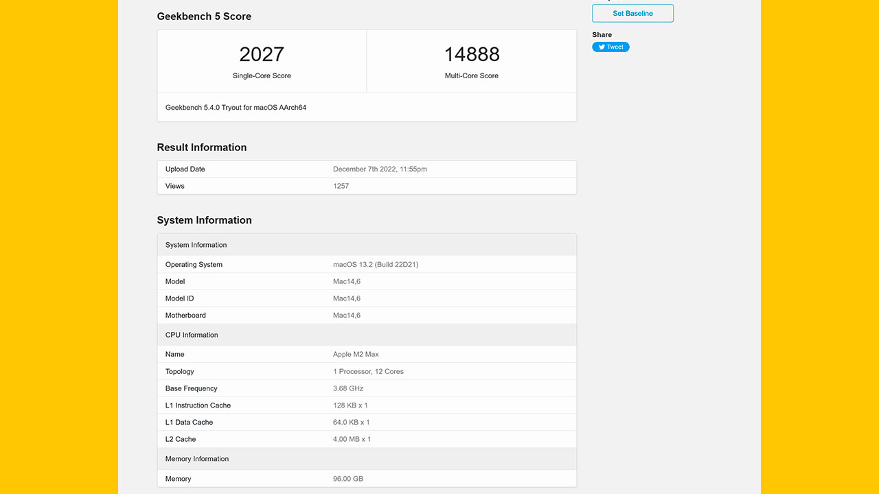 M2 Max Geekbench skor